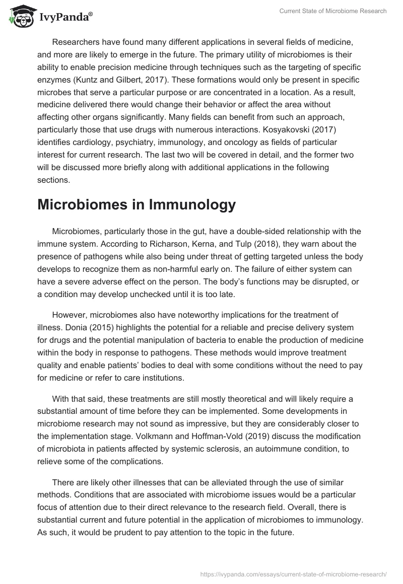 Current State of Microbiome Research. Page 2