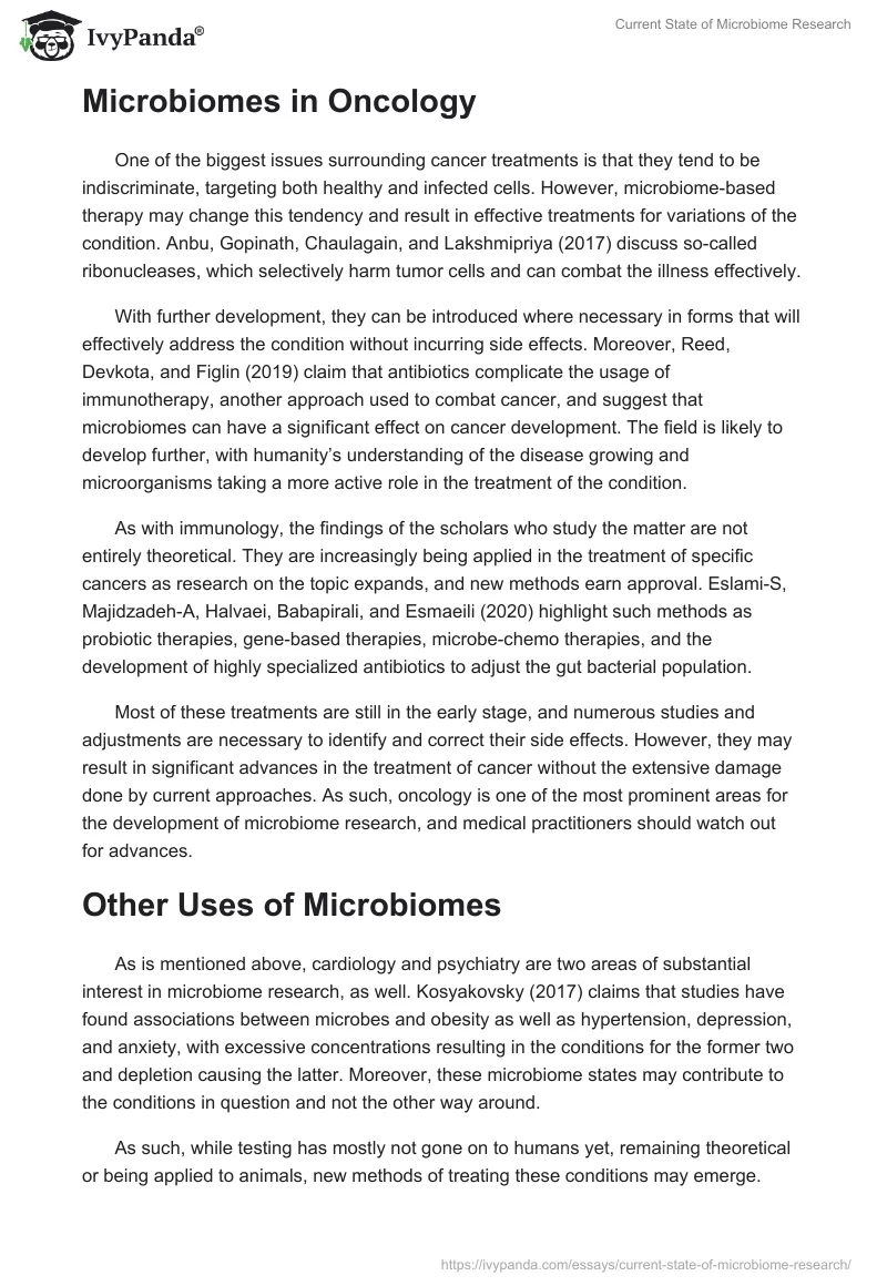 Current State of Microbiome Research. Page 3