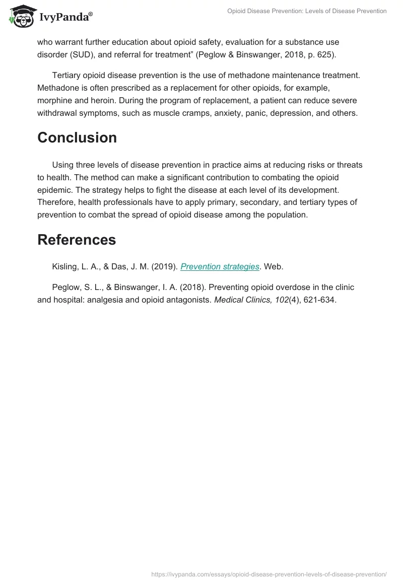 Opioid Disease Prevention: Levels of Disease Prevention. Page 2