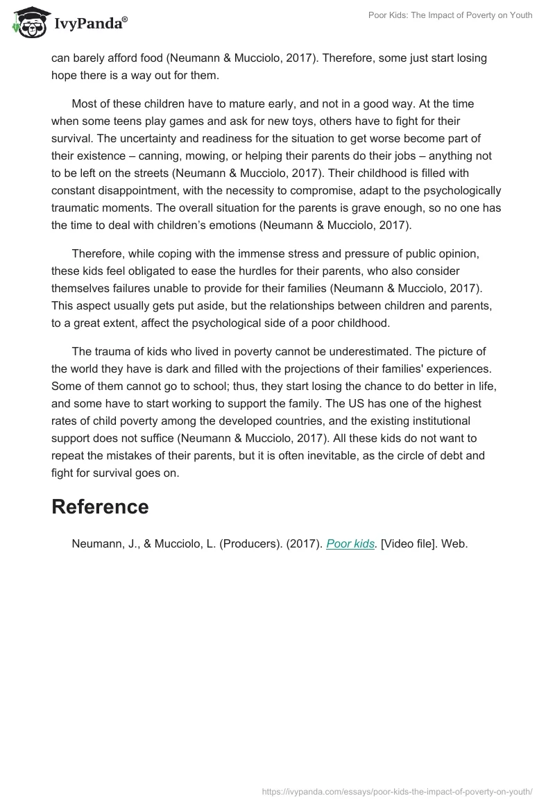 Poor Kids: The Impact of Poverty on Youth. Page 2