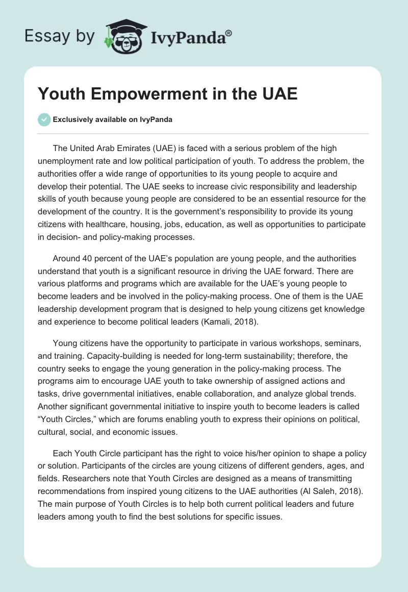 Youth Empowerment in the UAE. Page 1