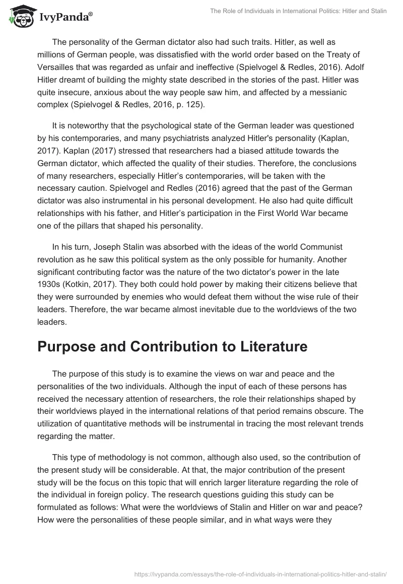 The Role of Individuals in International Politics: Hitler and Stalin. Page 3