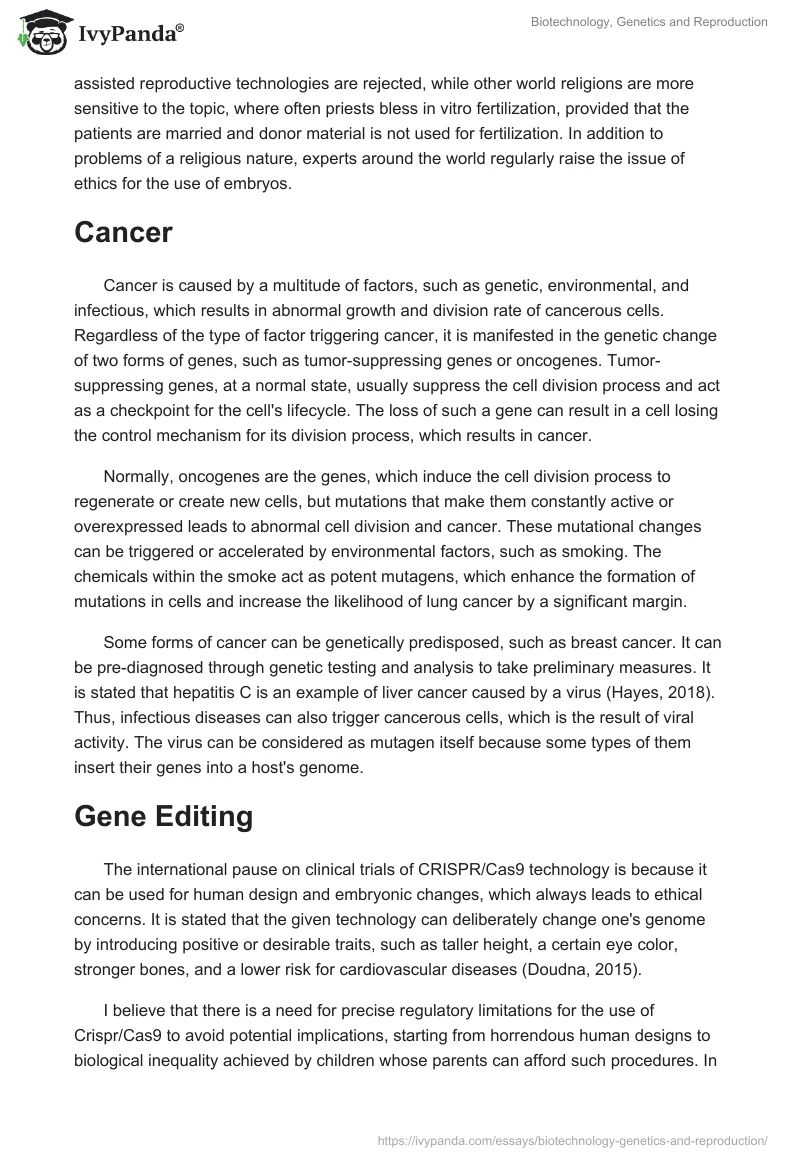 Biotechnology, Genetics and Reproduction. Page 2