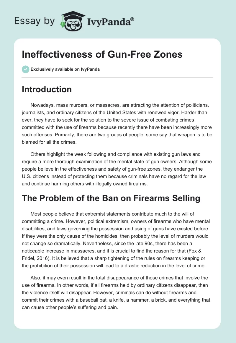 Ineffectiveness of Gun-Free Zones. Page 1