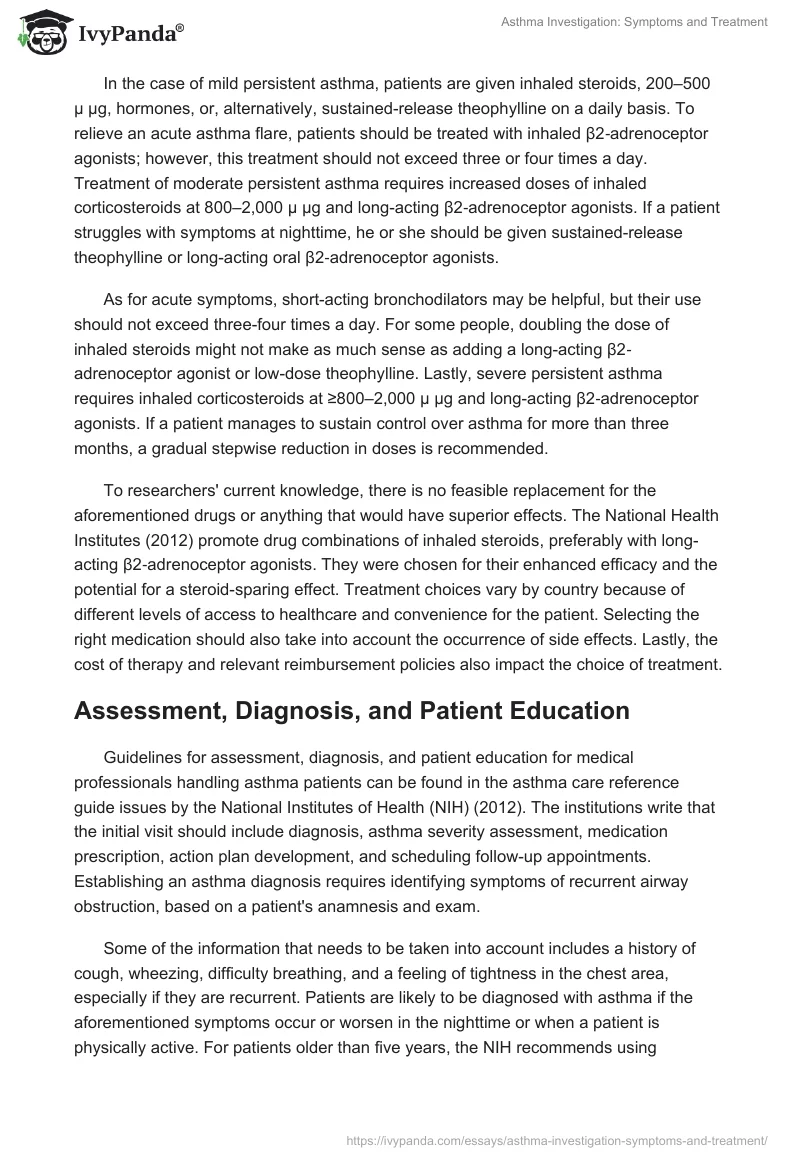 Asthma Investigation: Symptoms and Treatment. Page 3