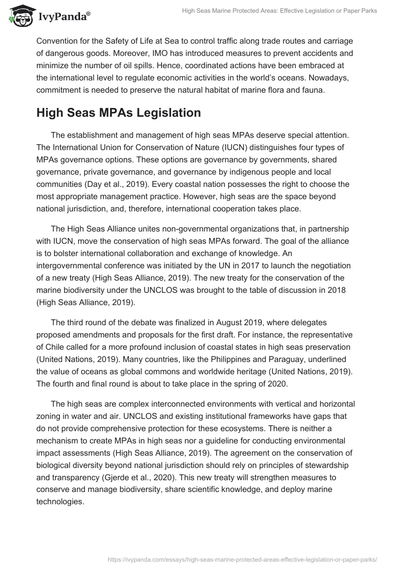 High Seas Marine Protected Areas: Effective Legislation or Paper Parks. Page 3