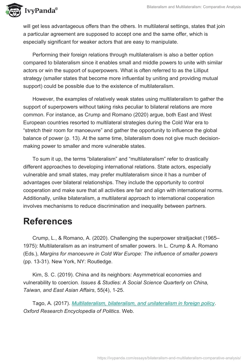 Bilateralism and Multilateralism: Comparative Analysis. Page 3
