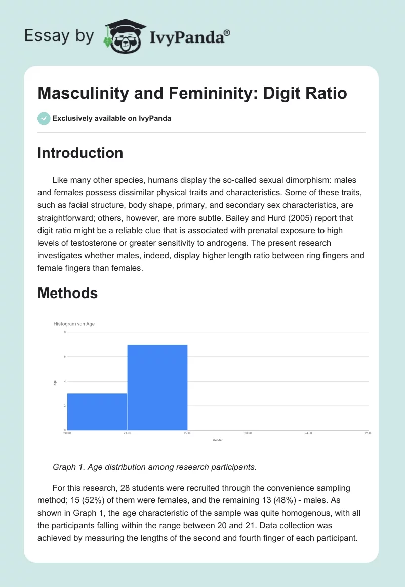 Masculinity and Femininity: Digit Ratio. Page 1