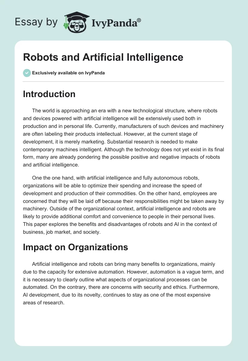 Robots and Artificial Intelligence. Page 1