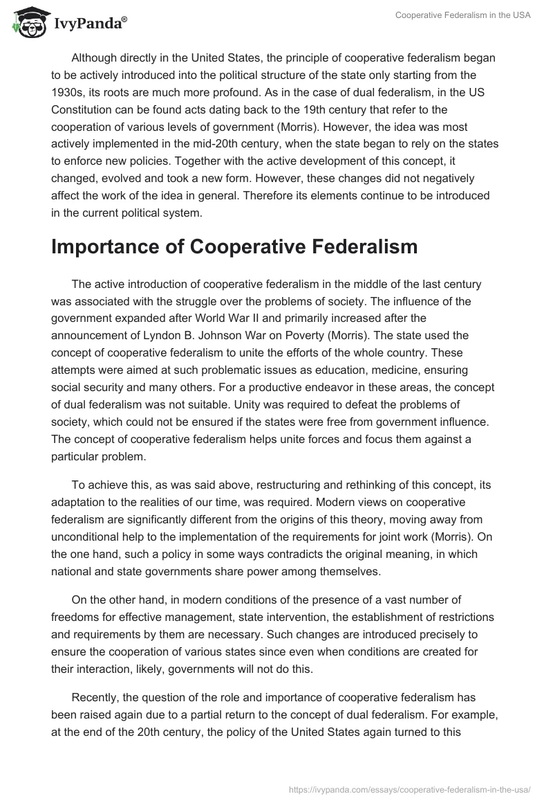 Cooperative Federalism in the USA. Page 2