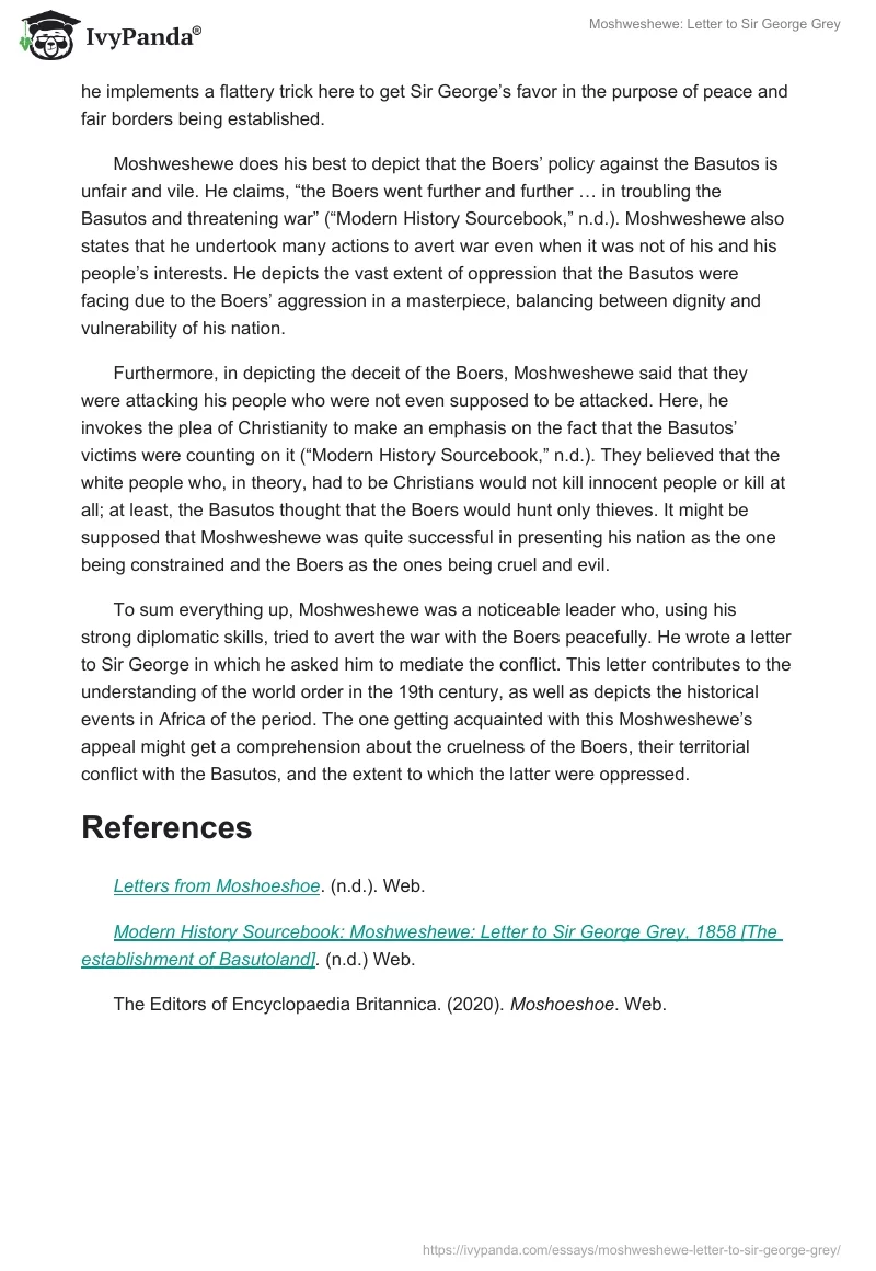 Moshweshewe: Letter to Sir George Grey. Page 2