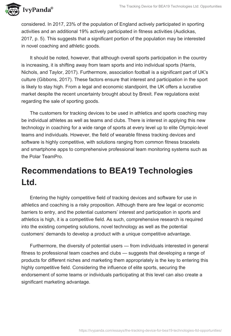 The Tracking Device for BEA19 Technologies Ltd: Opportunities. Page 2