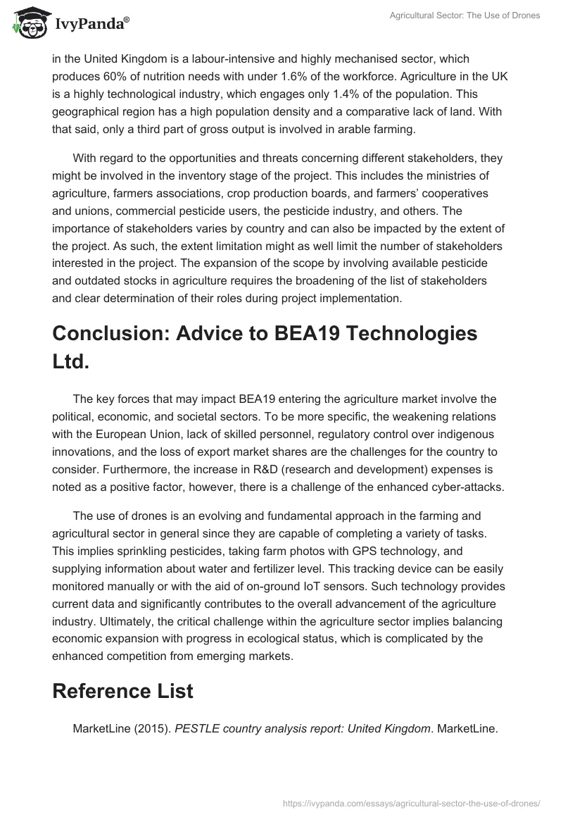 Agricultural Sector: The Use of Drones. Page 2