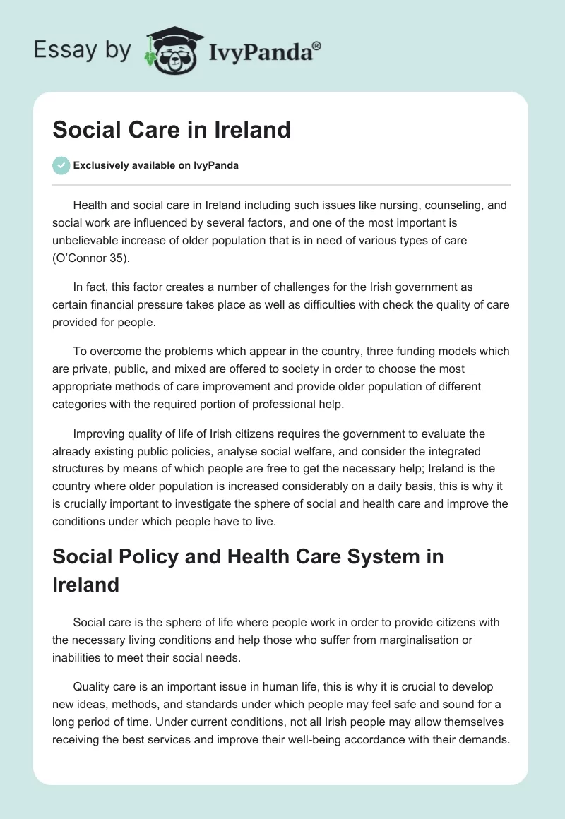 Social Care in Ireland. Page 1