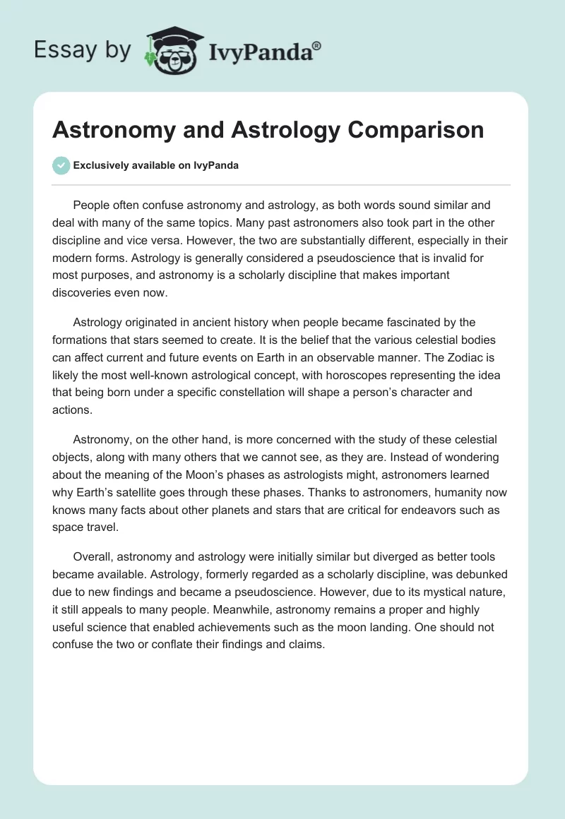 Astronomy and Astrology Comparison. Page 1