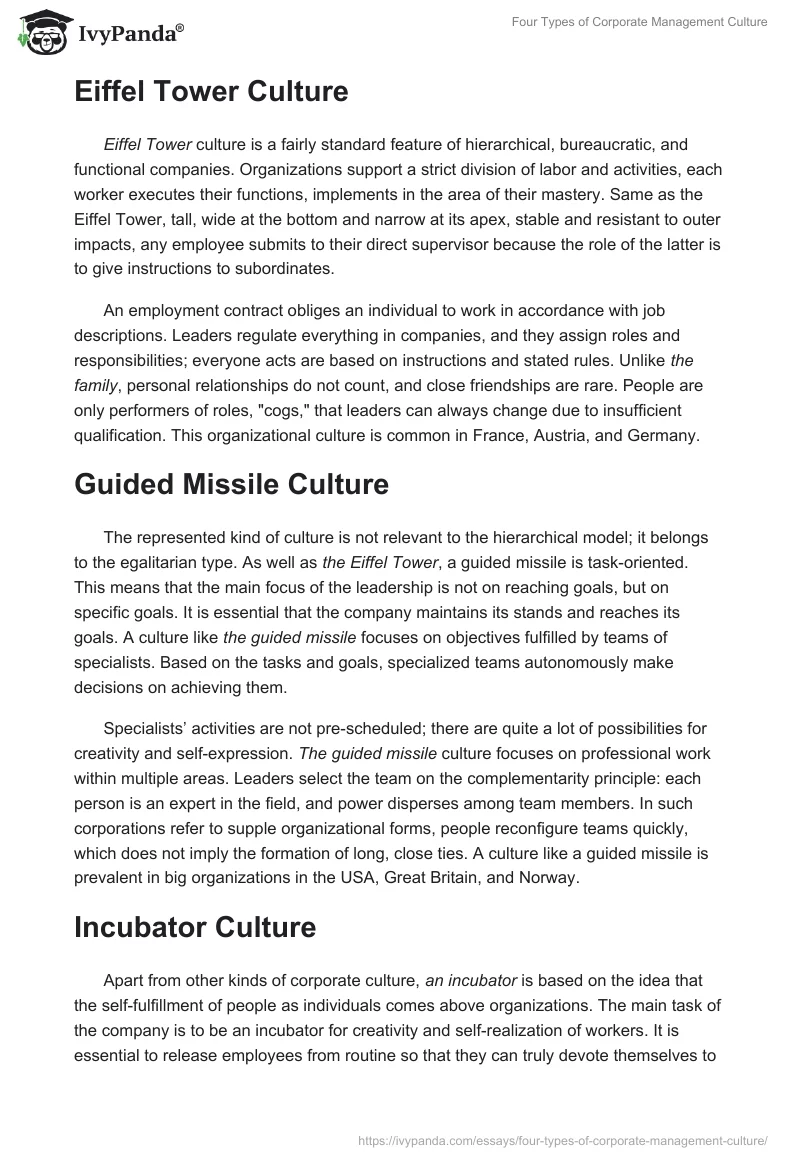 Four Types of Corporate Management Culture. Page 2