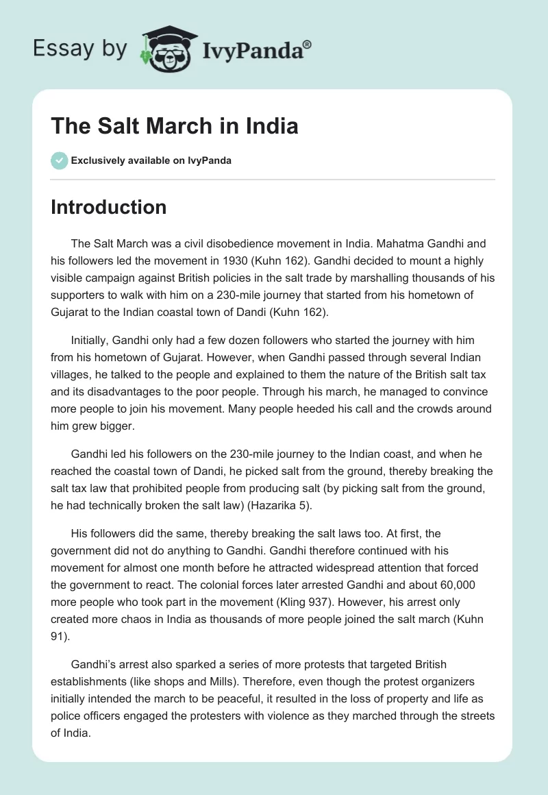 The Salt March in India. Page 1