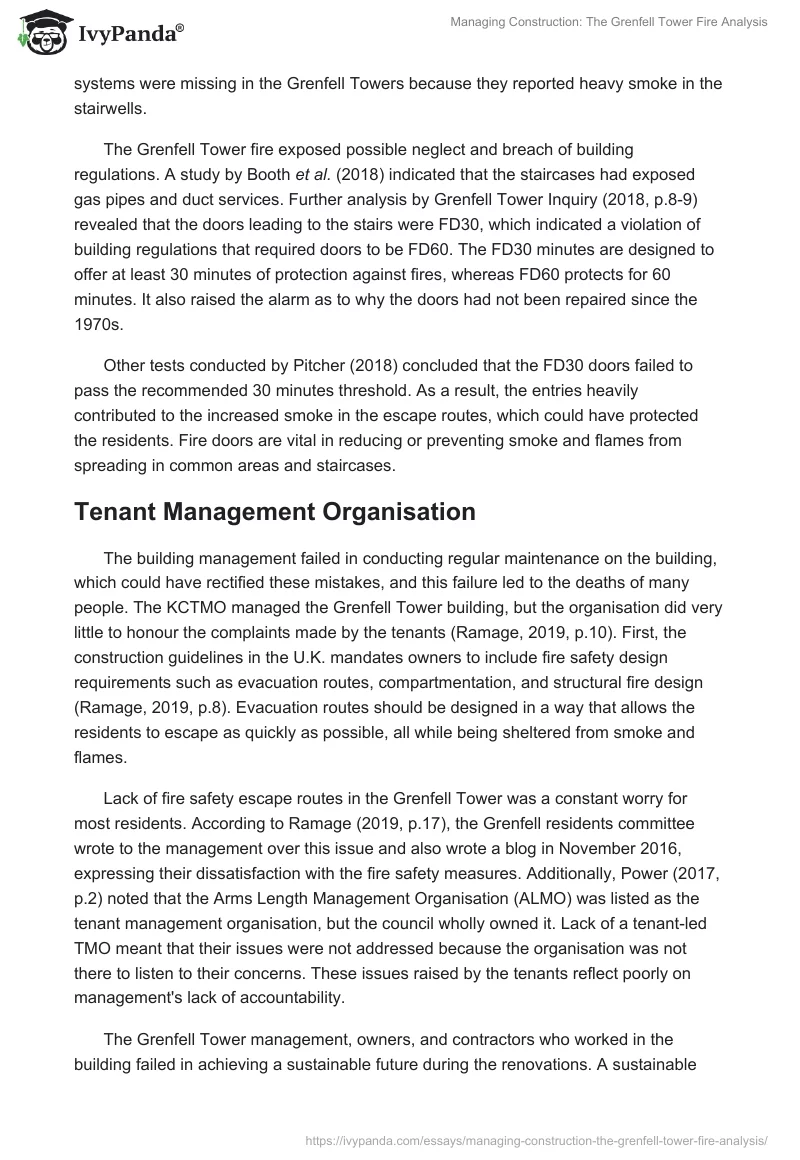 Managing Construction: The Grenfell Tower Fire Analysis. Page 5