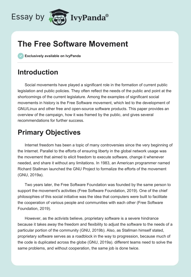 The Free Software Movement. Page 1