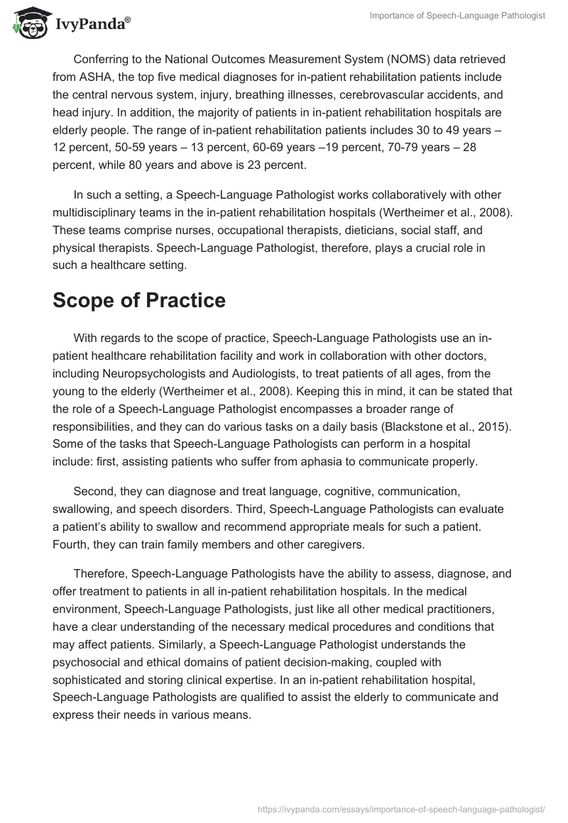 Importance of Speech-Language Pathologist. Page 2