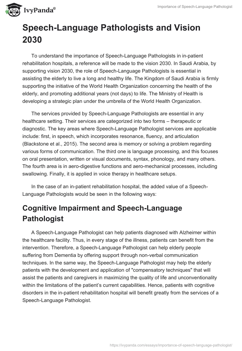 Importance of Speech-Language Pathologist. Page 3