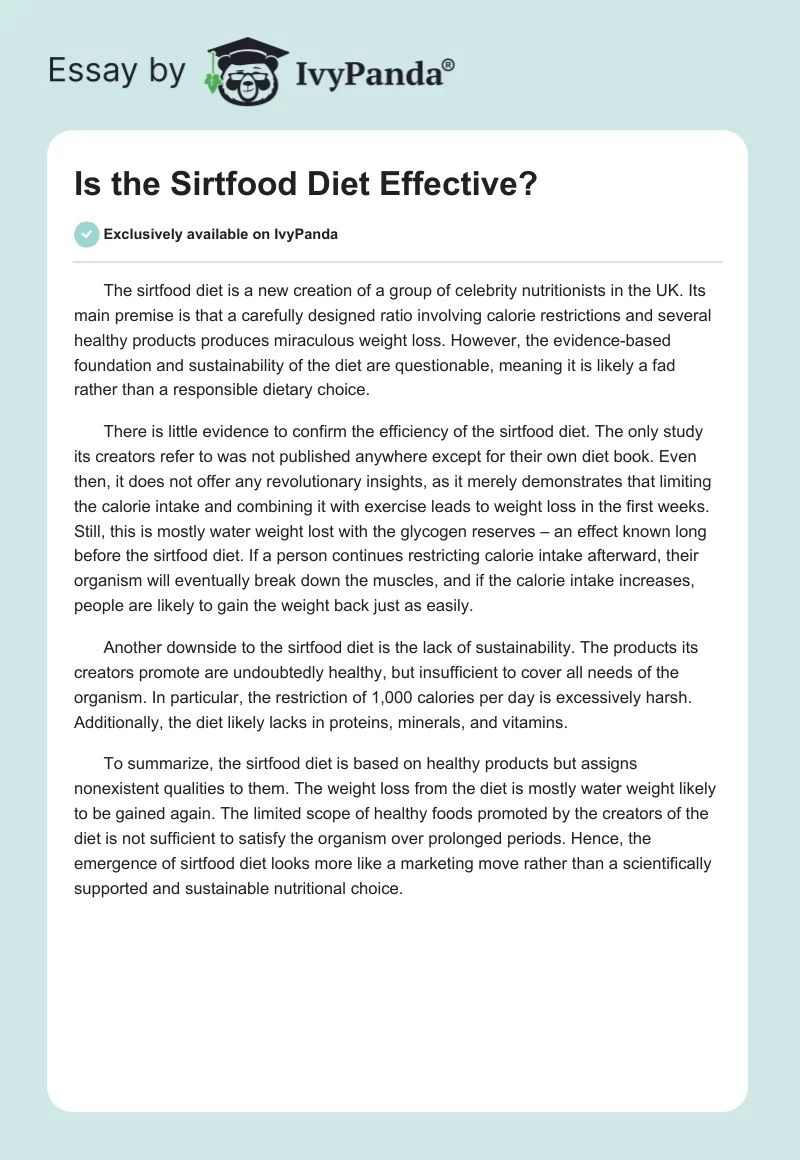 Is the Sirtfood Diet Effective?. Page 1