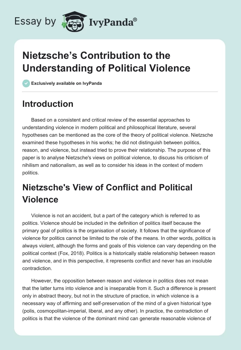 Nietzsche’s Contribution to the Understanding of Political Violence. Page 1