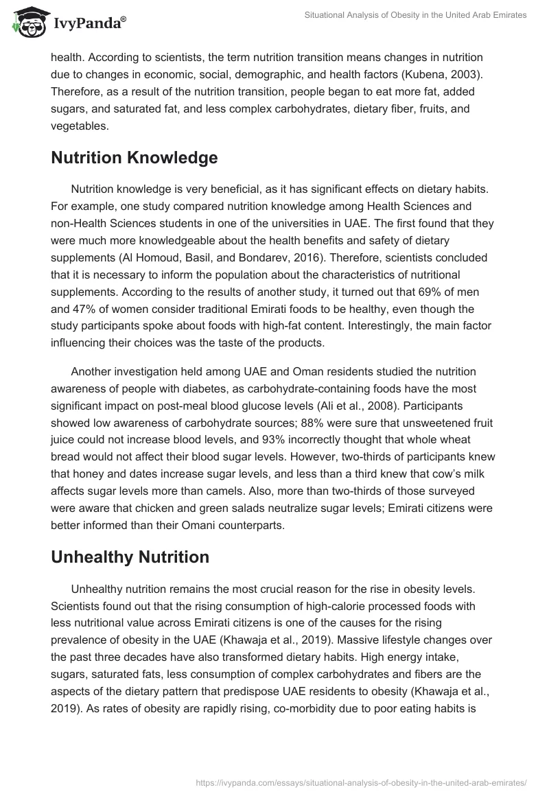 Situational Analysis of Obesity in the United Arab Emirates. Page 3