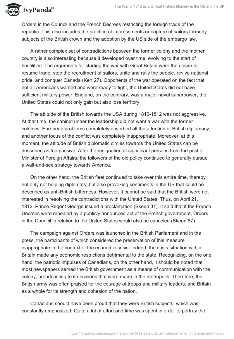 The War of 1812 as a Critical Historic Moment in the US and the UK. Page 3