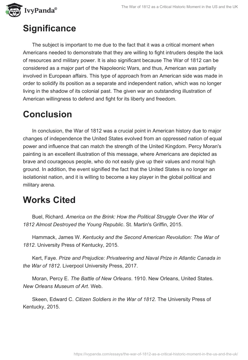 The War of 1812 as a Critical Historic Moment in the US and the UK. Page 5