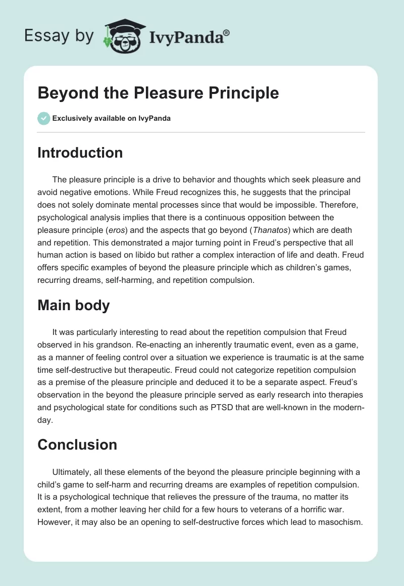 Beyond the Pleasure Principle. Page 1