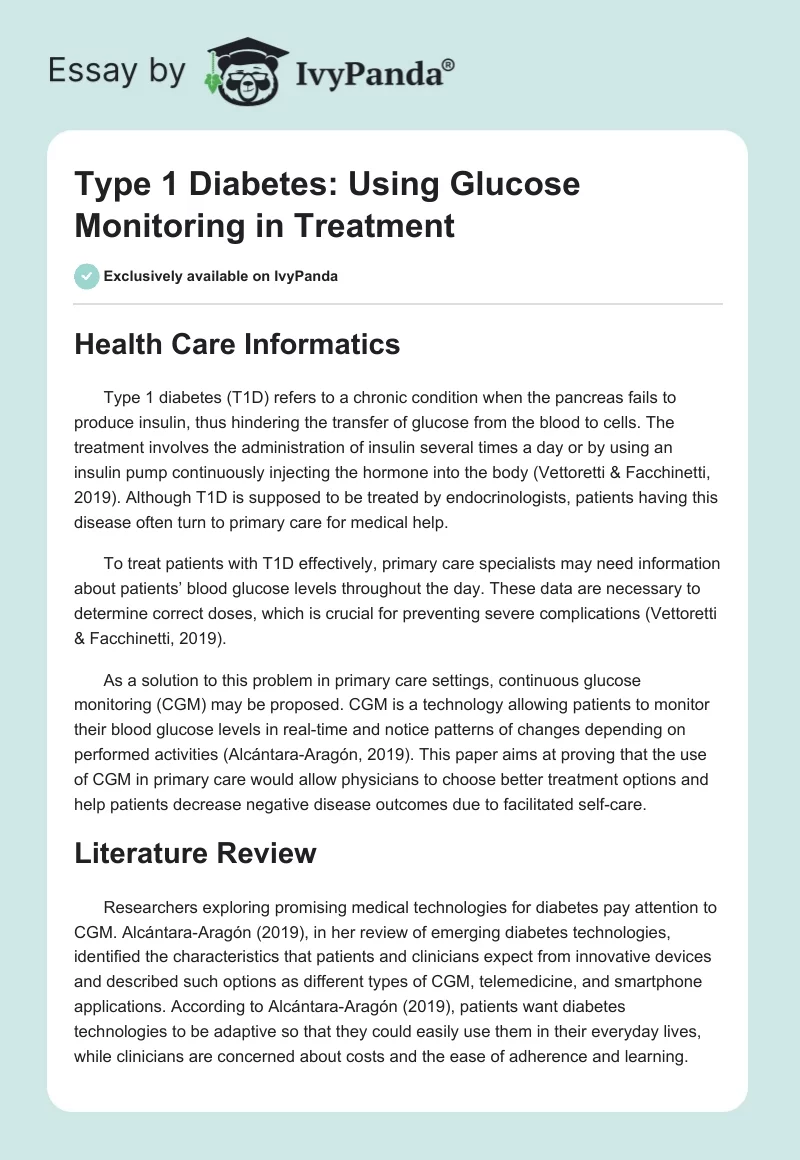 Type 1 Diabetes: Using Glucose Monitoring in Treatment. Page 1