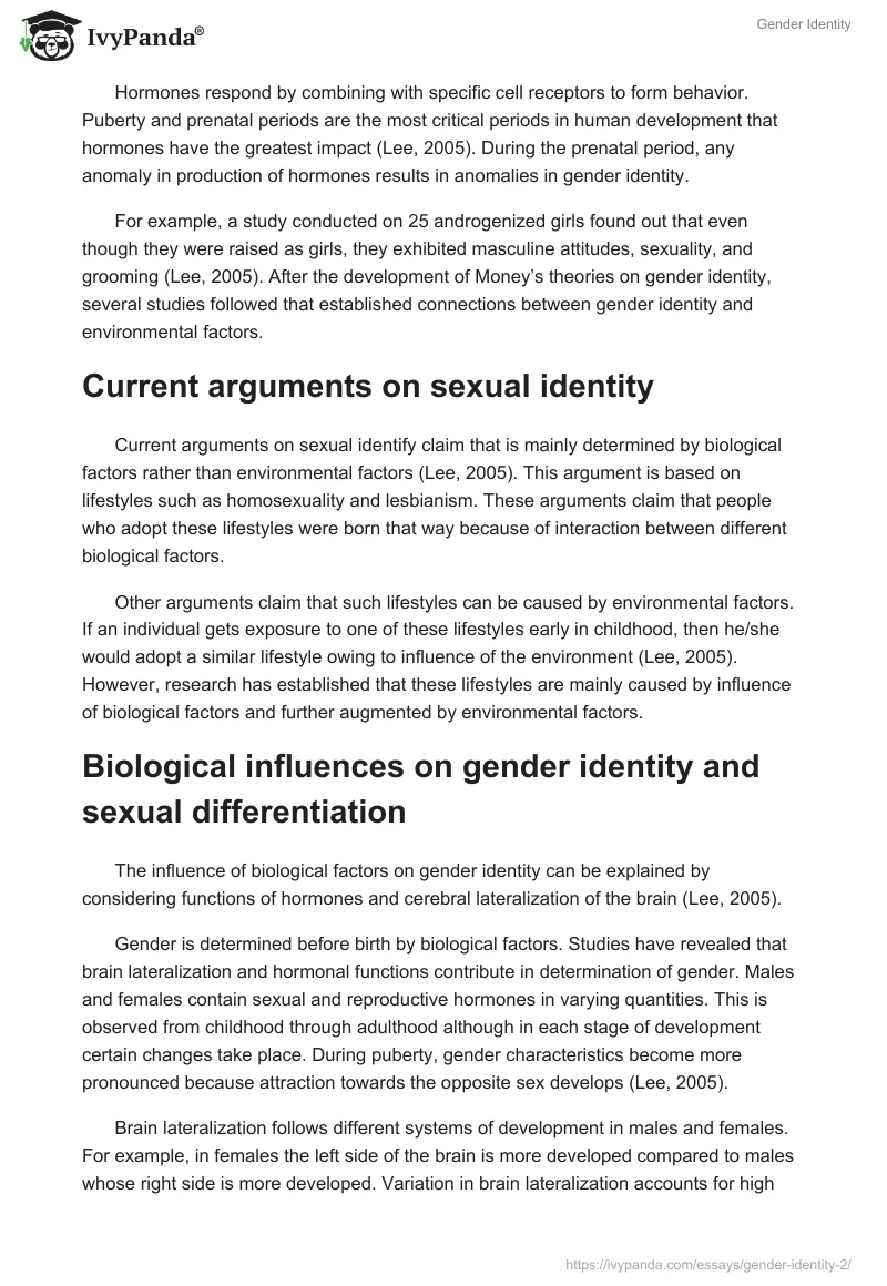 gender identity essay questions