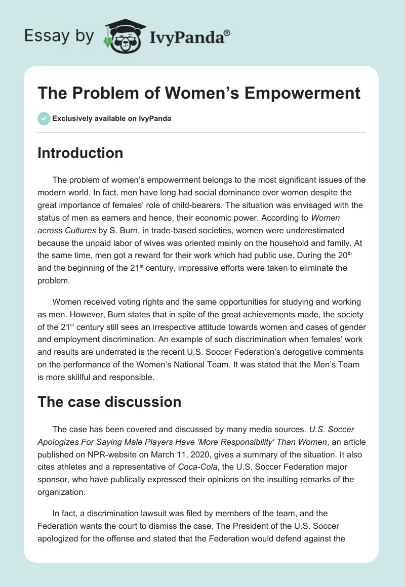 The Problem of Women’s Empowerment. Page 1