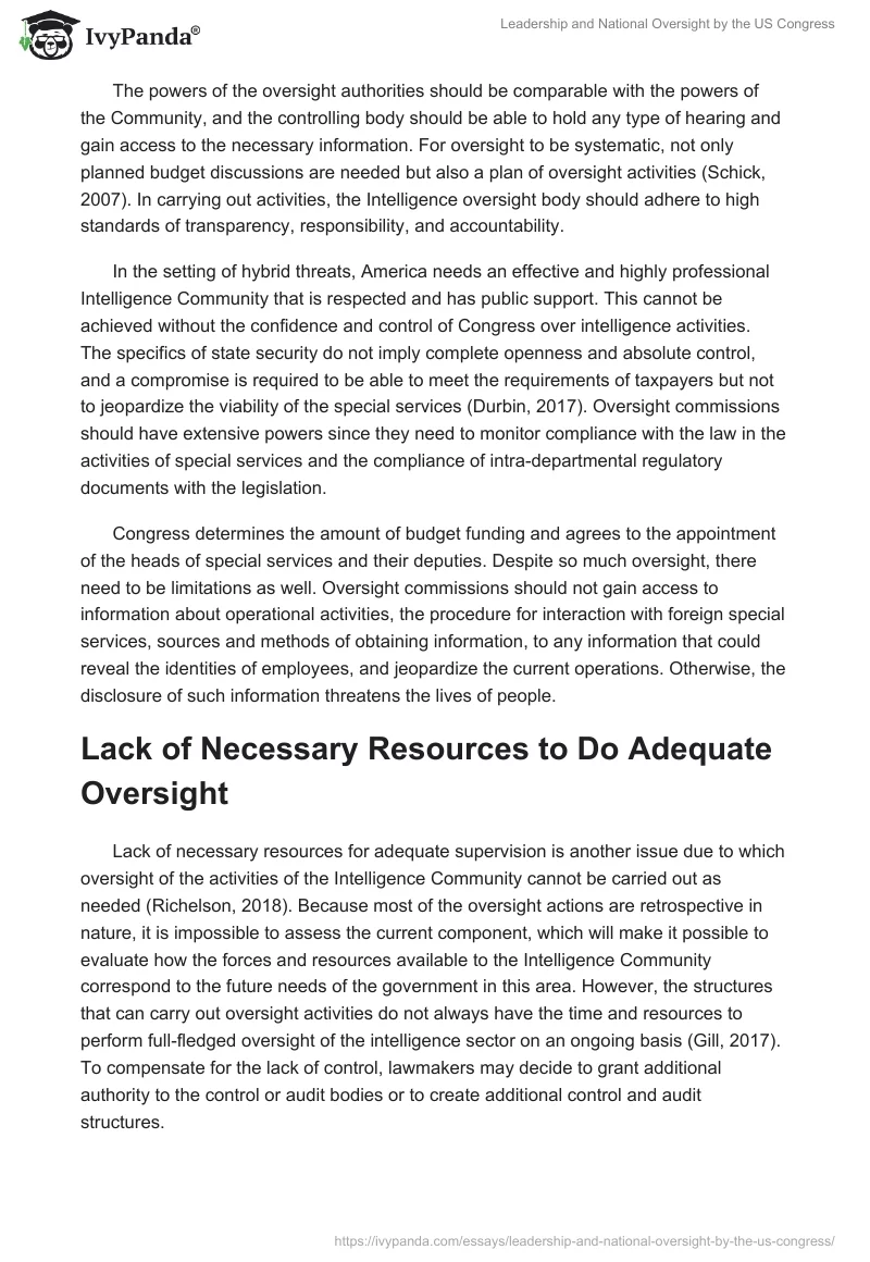 Leadership and National Oversight by the US Congress. Page 4