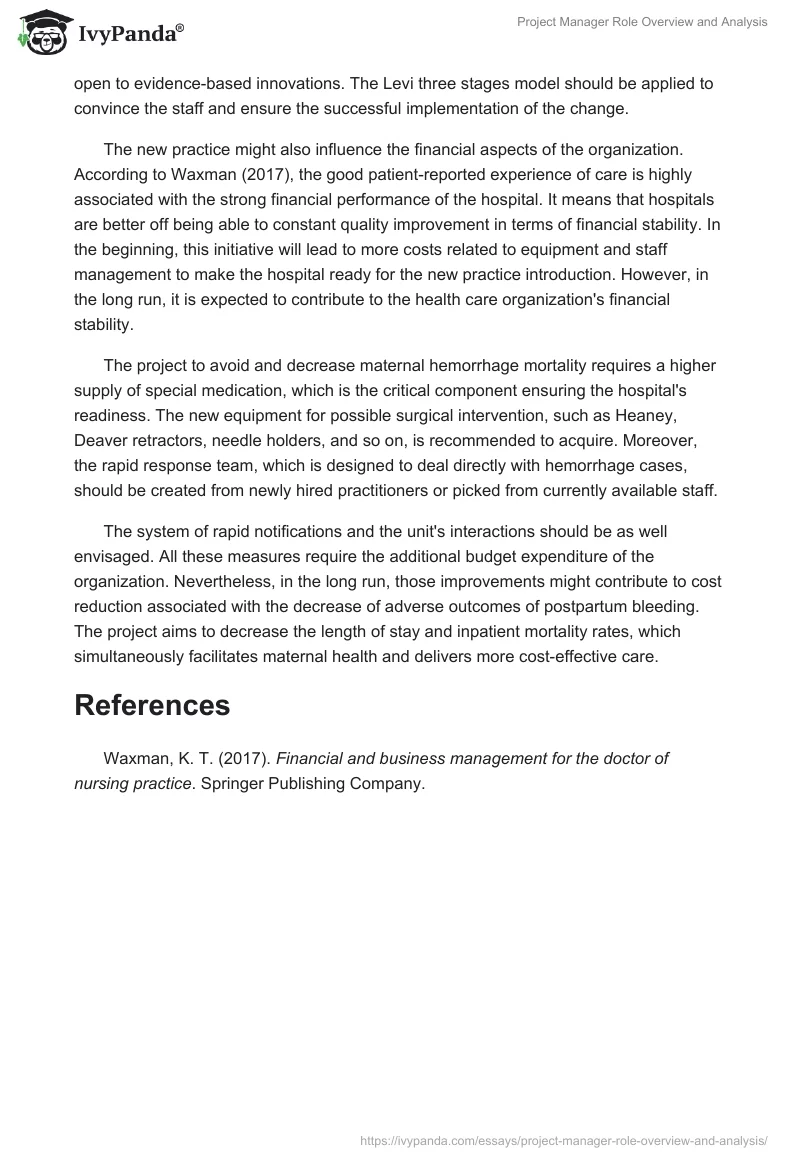 Project Manager Role Overview and Analysis. Page 2