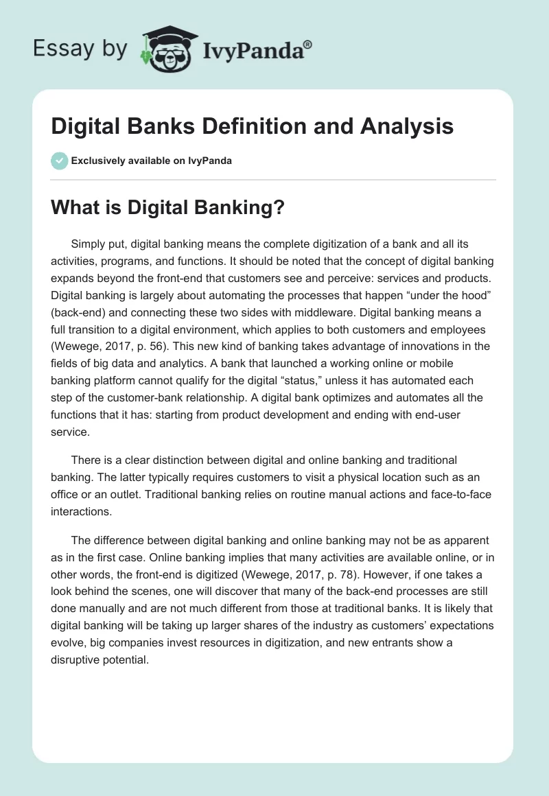 Digital Banks Definition and Analysis. Page 1