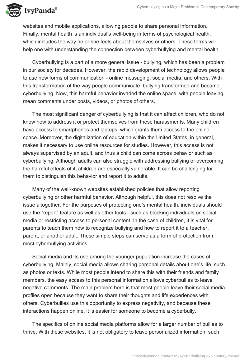 Cyberbullying as a Major Problem in Contemporary Society. Page 2