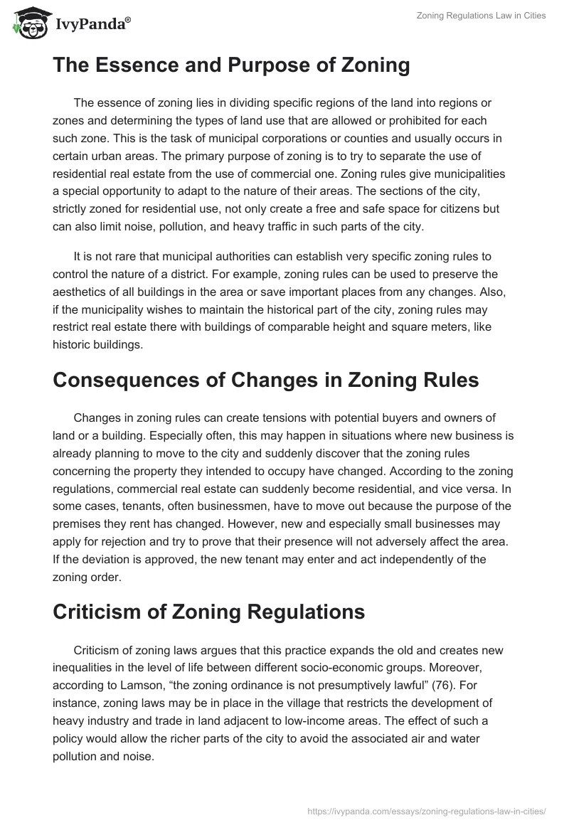 Zoning Regulations Law in Cities. Page 2