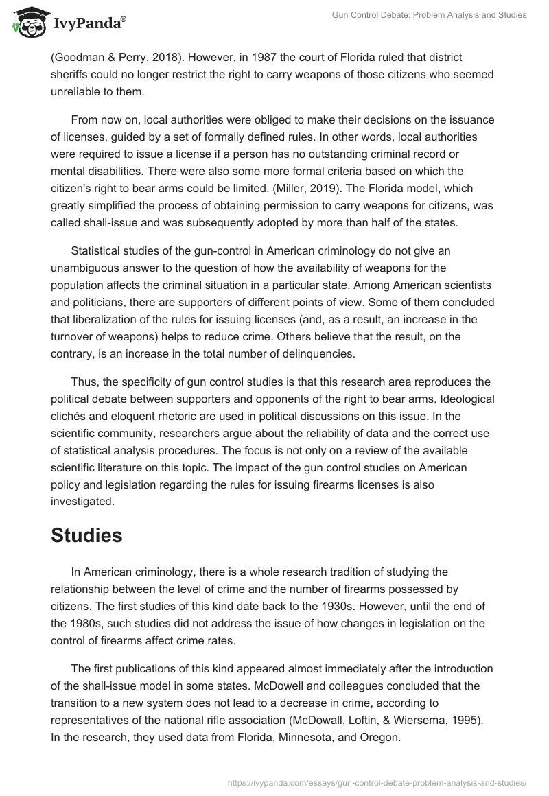Gun Control Debate: Problem Analysis and Studies. Page 2