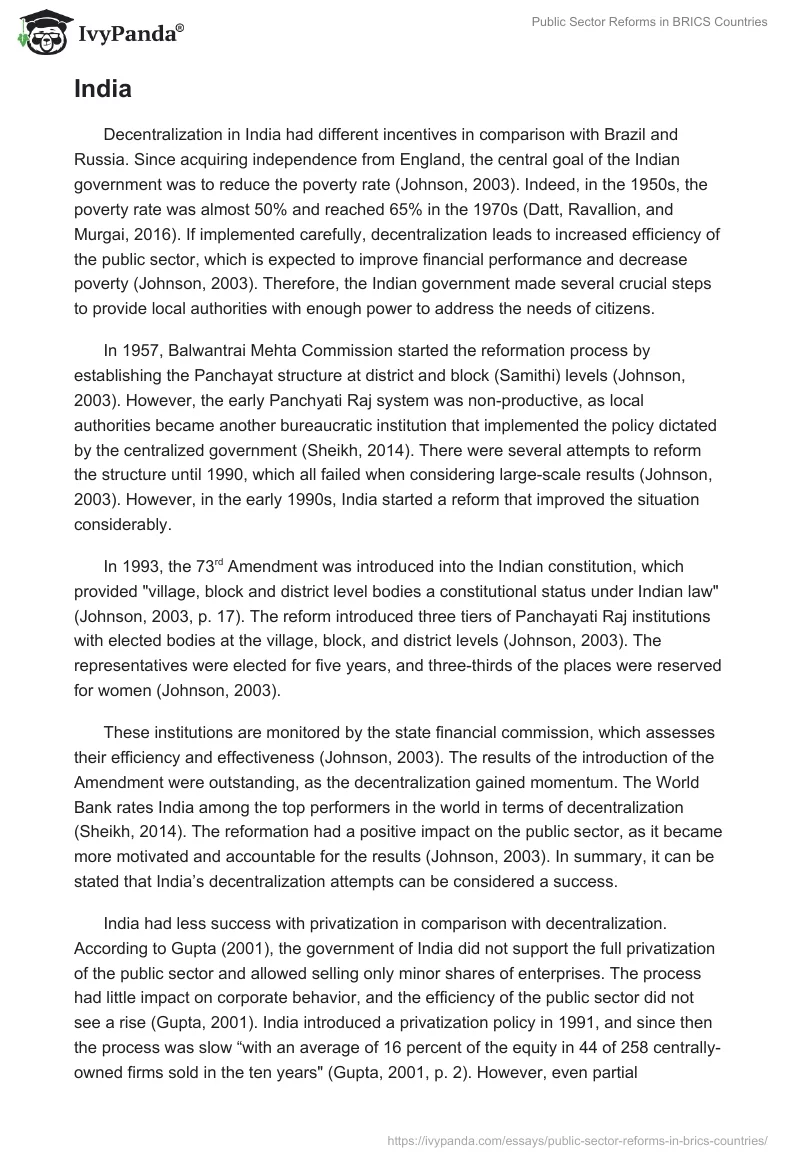 Public Sector Reforms in BRICS Countries. Page 5