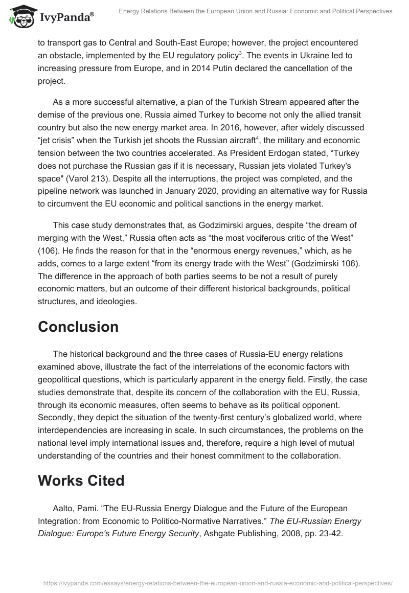 Energy Relations Between the European Union and Russia: Economic and Political Perspectives. Page 5