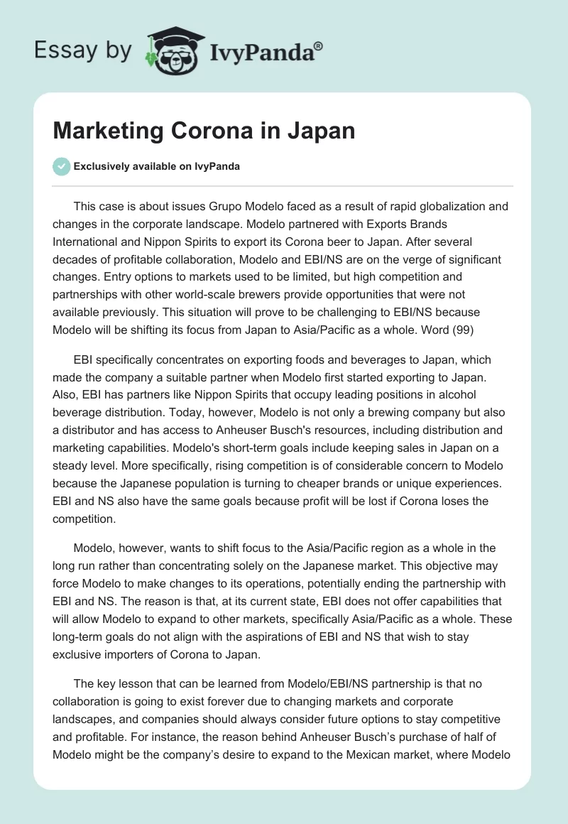 Marketing Corona in Japan. Page 1