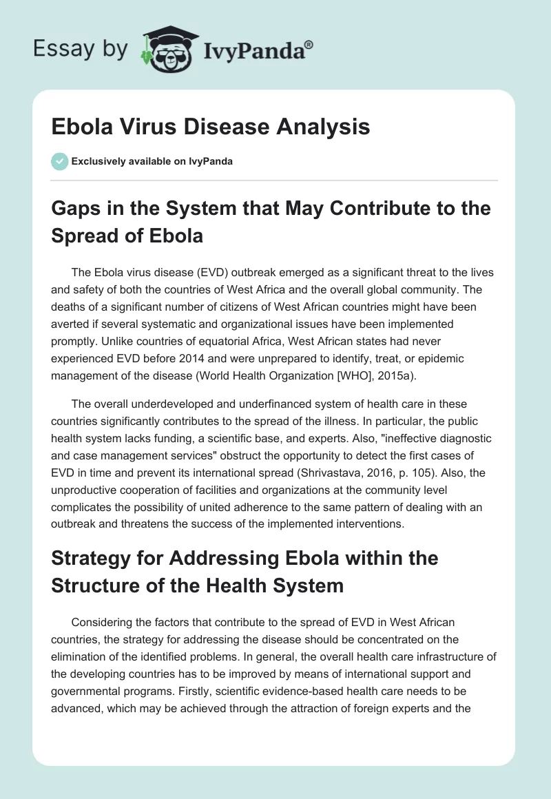 Ebola Virus Disease Analysis. Page 1