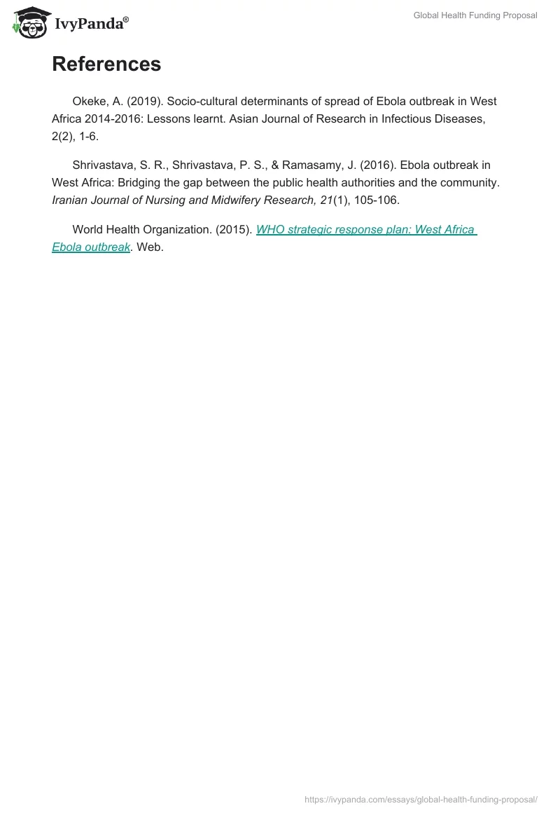 Global Health Funding Proposal. Page 2