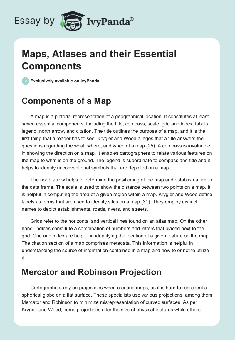Maps, Atlases and their Essential Components. Page 1