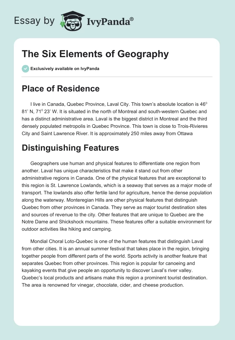 The Six Elements of Geography. Page 1