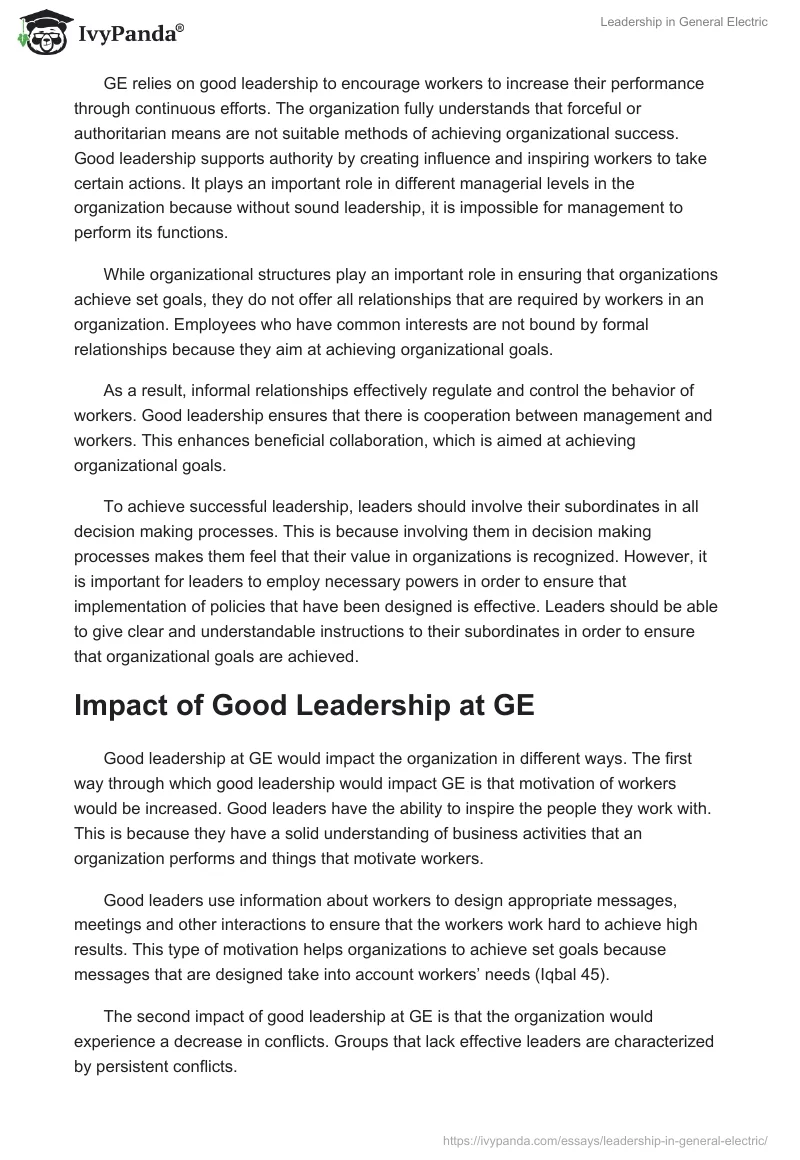 Leadership in General Electric. Page 2