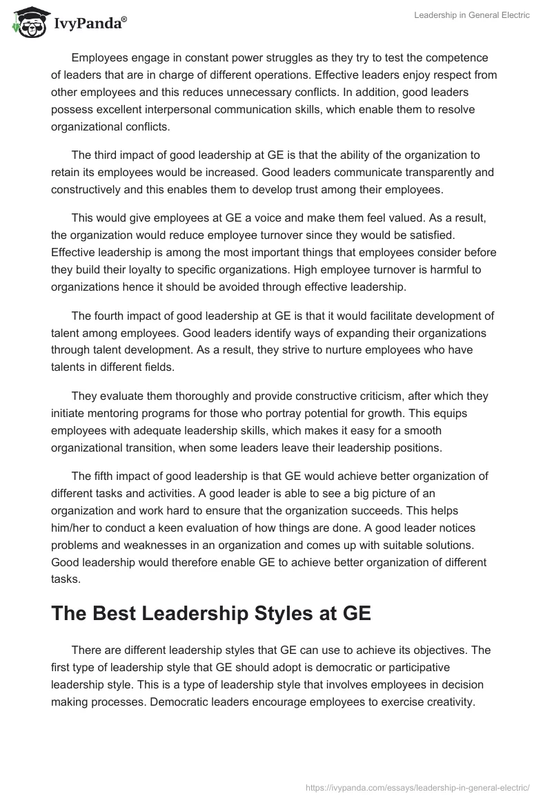 Leadership in General Electric. Page 3