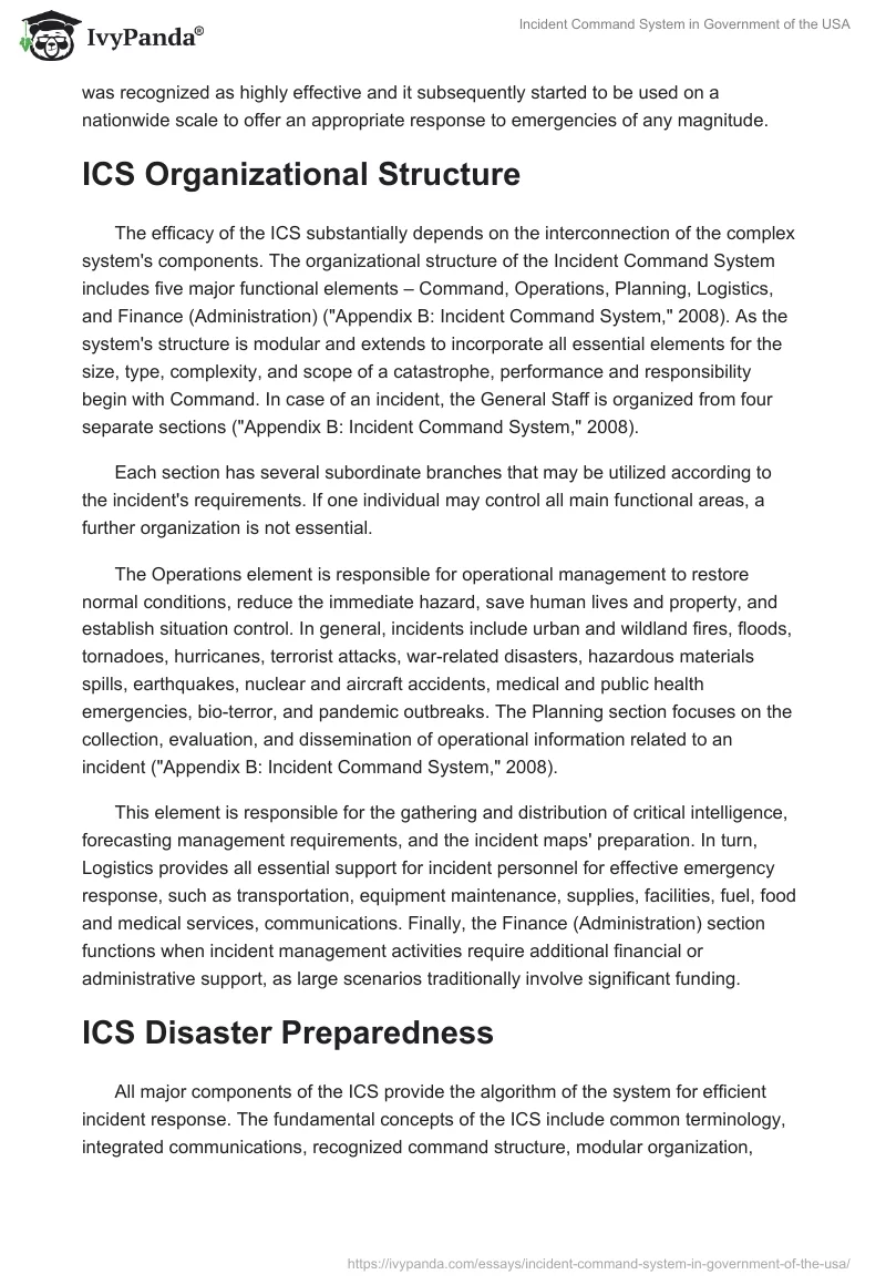 Incident Command System in Government of the USA. Page 2